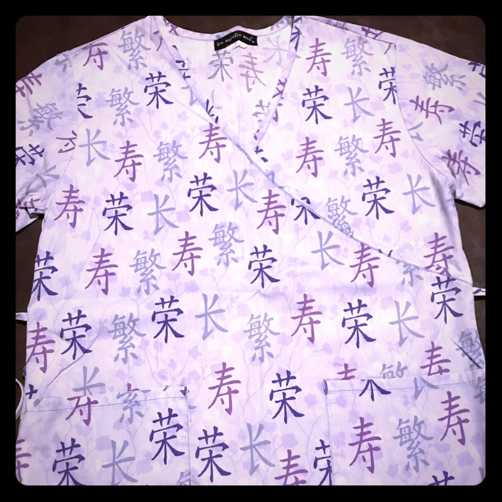 Los Angeles Rose Uniform Scrub Top Size Small